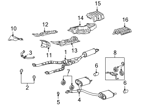2007 Lexus GS450h Exhaust Components Bracket Sub-Assy, Exhaust Pipe NO.1 Support Diagram for 17506-31100