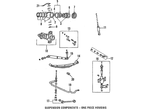 1984 Toyota Land Cruiser Front Suspension Components, Stabilizer Bar Steering Damper Diagram for 45700-69135