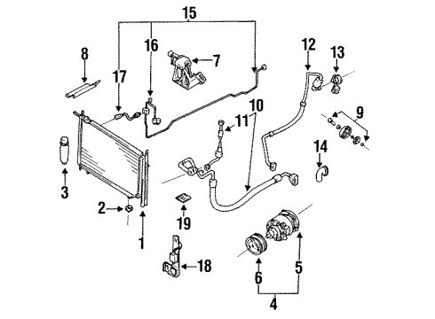 1996 Infiniti Q45 A/C Condenser, Compressor & Lines Valve Assembly-Bypass Diagram for 92485-64U00