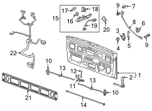 2021 GMC Sierra 3500 HD Tail Gate Torque Rod Diagram for 84751410