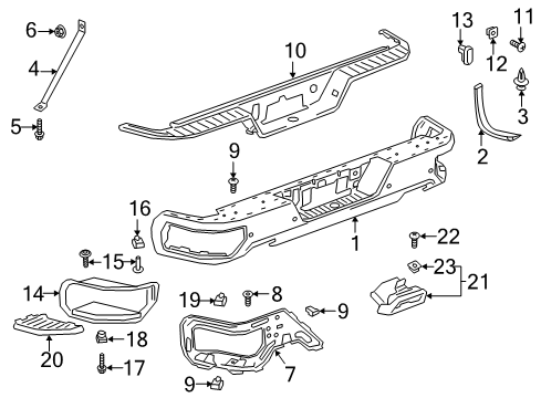 2021 GMC Sierra 1500 Bumper & Components - Rear Rear Bumper Diagram for 84564756