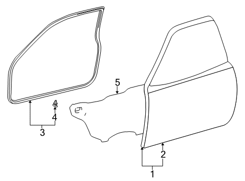 1998 Toyota RAV4 Front Door Weatherstrip Diagram for 67862-42011