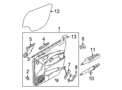 2009 Hyundai Tucson Bulbs Power Window Main Switch Assembly Diagram for 93570-2E150-CH