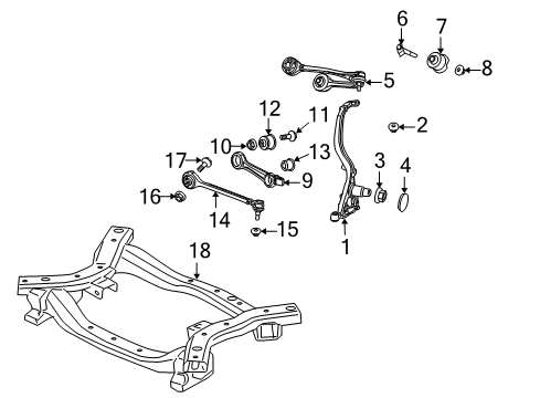 2005 Chrysler 300 Front Suspension Components, Lower Control Arm, Upper Control Arm, Stabilizer Bar *STRUT-Tension Diagram for 5290828AB