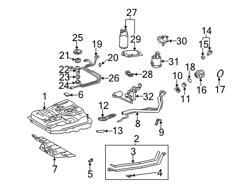 1998 Toyota Sienna Fuel Injection Tank Shield Diagram for 77641-08010