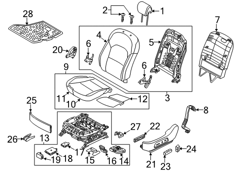 2016 Kia Cadenza Driver Seat Components Cushion Assembly(W/O Track Diagram for 881003RAT1GXS