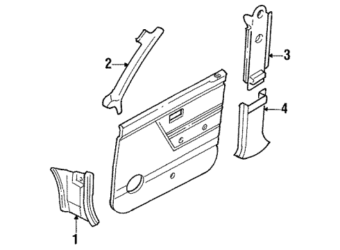 1988 Nissan Sentra Interior Trim - Pillars, Rocker & Floor GARNISH Center Pillar Lower Brown LH Diagram for 76916-50A05