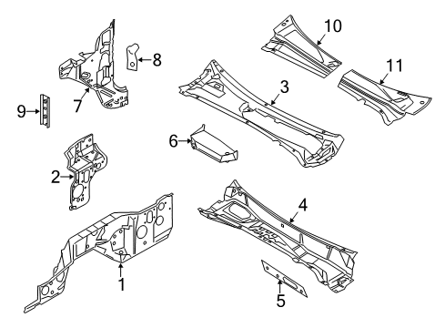 2014 Ford F-250 Super Duty Cab Cowl Cowl Grille Diagram for BC3Z-25022A68-AA