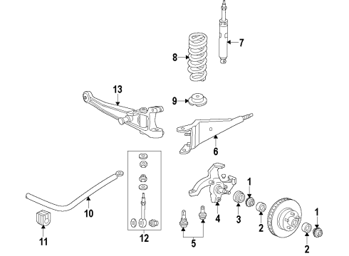 2000 Ford E-150 Econoline Front Suspension, Stabilizer Bar, Suspension Components Bushings Diagram for E9TZ-5493-C