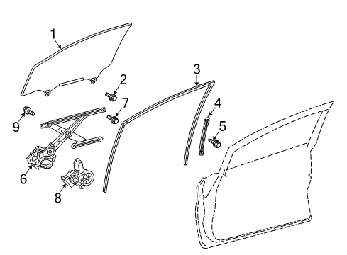 2015 Toyota Prius Front Door Run Channel Diagram for 68141-47030