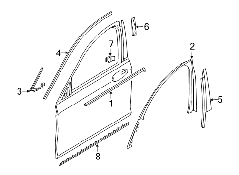 2020 BMW 740i xDrive Exterior Trim - Front Door Seal, Closing Panel, B-Pillar, Left Diagram for 51337336053