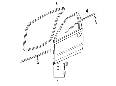 2005 Pontiac G6 Front Door Sealing Strip Asm-Front Side Door Window Outer Above Bel Diagram for 25920674