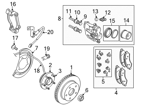 2007 Dodge Ram 1500 Brake Components Adapter-Disc Brake CALIPER Diagram for 5143351AB