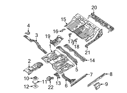 2017 Nissan Frontier Cab - Floor Bracket Assy-Woofer Diagram for 74584-EB030