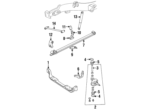 1992 Chevrolet K3500 Front Suspension Components, Lower Control Arm, Upper Control Arm, Stabilizer Bar U-Bolt Diagram for 15629128