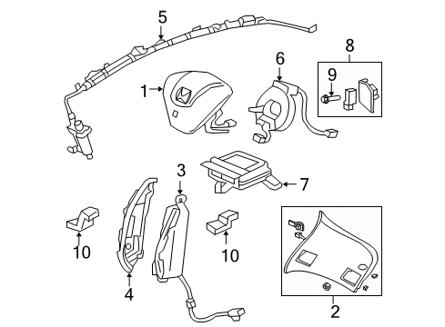 2008 Honda Civic Air Bag Components SRS Unit Diagram for 77960-SNA-L23