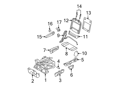 2012 Dodge Grand Caravan Second Row Seats Frame-Rear Seat Back Diagram for 68101321AA