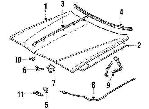 1985 Pontiac Grand Prix Hood & Components Latch, Hood Secondary Diagram for 25524674