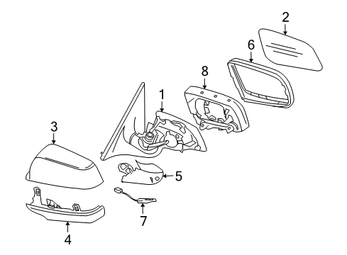 2010 BMW M6 Outside Mirrors Lamp Outside Mirror, Right Diagram for 63316913278