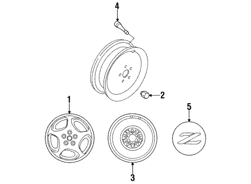 1994 Nissan 300ZX Wheels, Covers & Trim Spare Tire Wheel Assembly Diagram for 40350-43P00