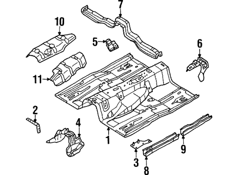 1999 Infiniti Q45 Pillars, Rocker & Floor - Floor & Rails Bracket-Rear Engine Mounting Diagram for 74360-7P200