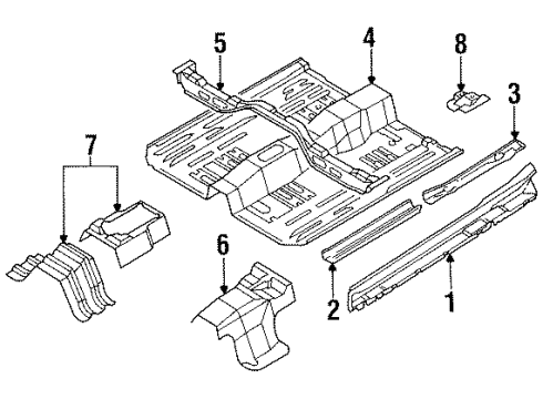 1999 Nissan Maxima Pillars, Rocker & Floor - Floor & Rails Floor-Front Diagram for 74312-0L730