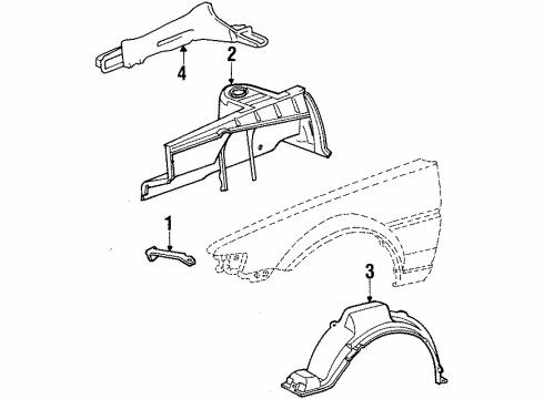 1986 Toyota Corolla Fender - Inner Components Liner, Front Fender, LH Diagram for 53876-12061