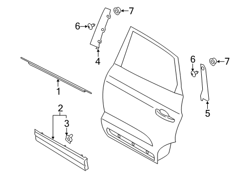 2019 Lincoln MKC Exterior Trim - Rear Door Applique Diagram for EJ7Z-78255A34-AB