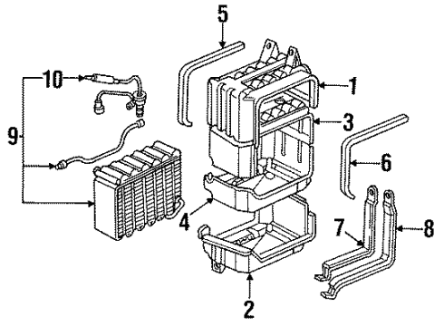 1992 Honda Accord A/C Evaporator Components Evaporator Sub-Assembly (Sam) Diagram for 80210-SM1-A31