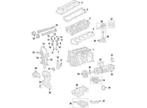 2014 Nissan Rogue Engine Parts, Mounts, Cylinder Head & Valves, Camshaft & Timing, Variable Valve Timing, Oil Pan, Oil Pump, Balance Shafts, Crankshaft & Bearings, Pistons, Rings & Bearings Chain-CAMSHAFT Diagram for 13028-3TA2A