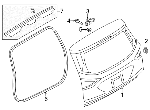 2014 Ford Escape Gate & Hardware Lift Gate Diagram for CJ5Z-7840010-A