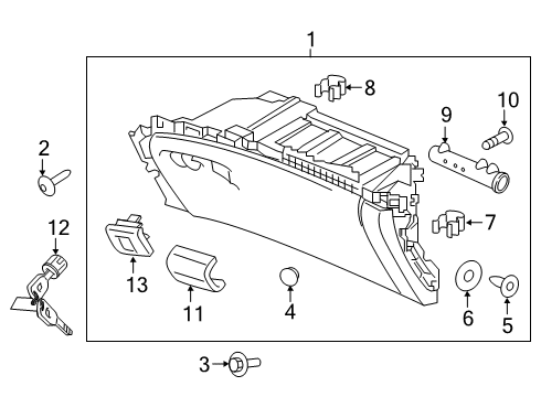 2022 Honda Passport Glove Box Stopper, Glove Box Diagram for 77506-TX4-A01