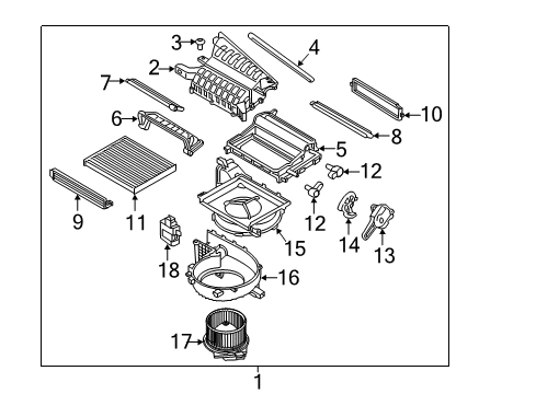 2020 Kia Niro Air Conditioner & Heater Components Motor & Fan Assembly-A/C Blower Diagram for 97113-G2000