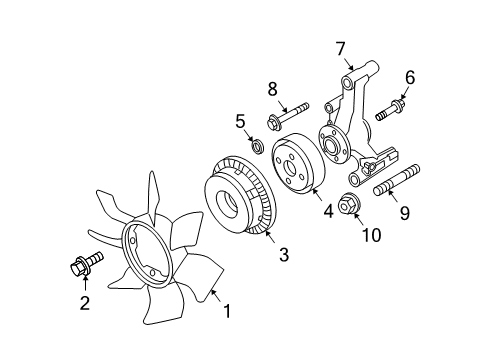 2004 Infiniti QX56 Cooling System, Radiator, Water Pump, Cooling Fan Bolt Diagram for 081A1-0901A
