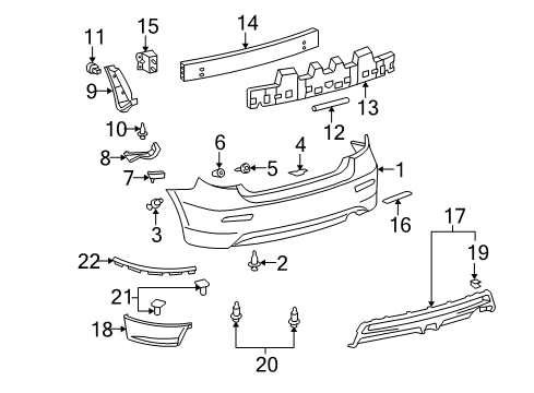 2009 Toyota Matrix Rear Bumper Mount Bracket Diagram for 52181-02120