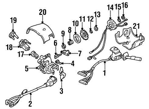 1999 Buick Riviera Steering Column Housing & Components, Shroud, Switches & Levers Switch Asm, Turn Signal & Headlamp Dimmer Switch & Windshield Wiper & Windshield Wiper Diagram for 26052428