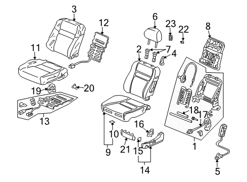 2007 Honda Accord Heated Seats Frame, R. FR. Seat-Back Diagram for 81126-SDN-L12