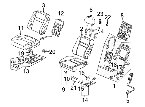 2007 Honda Accord Heated Seats Cover, Left Front Cushion Trim (Graphite Black) (Leather) Diagram for 81531-SDN-A41ZA