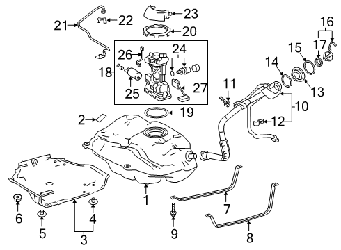 2019 Toyota Corolla Fuel Supply Filler Pipe Clamp Diagram for 77285-06510