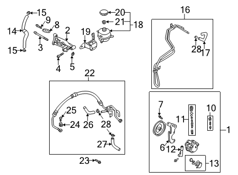 2001 Kia Rio P/S Pump & Hoses, Steering Gear & Linkage Pump Assembly-Power Steering Diagram for 0K30B32650A