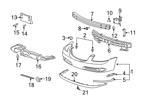 2008 Buick Lucerne Front Bumper Bumper Cover Diagram for 15928221