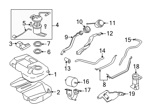 2008 Mercury Mariner Fuel Supply Fuel Cap Diagram for 8L3Z-9030-D