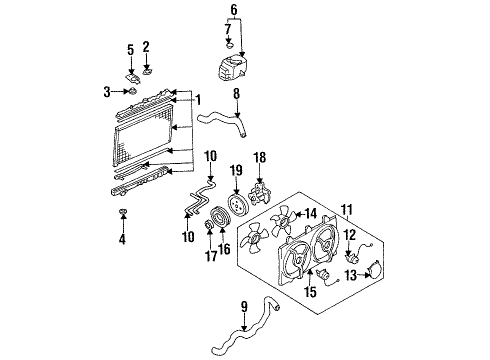1990 Nissan Axxess Radiator & Components, Cooling Fan, Water Pump, Belts & Pulleys Motor Assy-Fan & Shroud Diagram for 21481-30R01