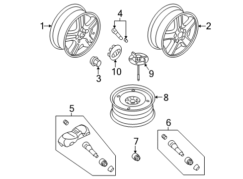 2007 Kia Sportage Wheels, Covers & Trim Valve Kit-Tire Diagram for 52933-1FB00