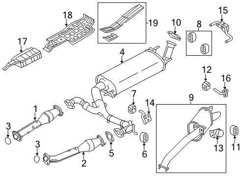 2014 Infiniti QX80 Exhaust Components Exhaust Main Muffler Assembly Diagram for 20100-1LA2A
