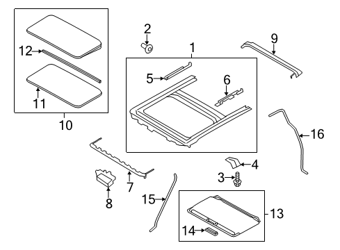 2017 Nissan Juke Sunroof Rail Assy-Sunroof Diagram for 91350-1KA0B