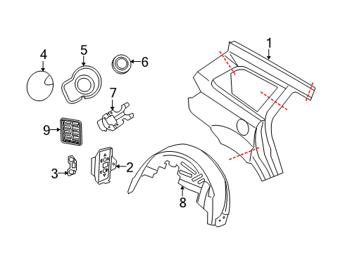 2016 Dodge Journey Quarter Panel & Components Door-Fuel Fill Diagram for 5076926AE