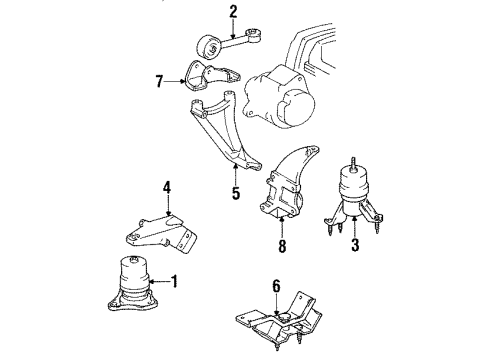 1992 Toyota Camry Engine & Trans Mounting Rear Mount Bracket Diagram for 12321-74250