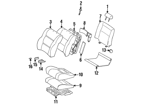 1995 Toyota Land Cruiser Seat Components Headrest Guide Diagram for 71930-10070-22