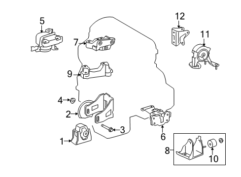 2012 Scion xB Engine & Trans Mounting Damper Diagram for 12351-28100